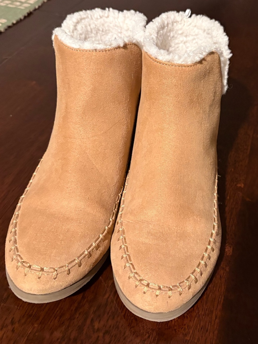 Cozy Faux-Shearling Ankle Boots - Tan
